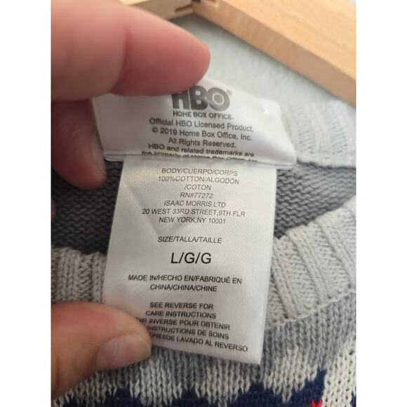 Game of Thrones Stark Direwolf Ugly Christmas Sweater Gray Red Blue L Unisex GOT - Picture 4 of 6